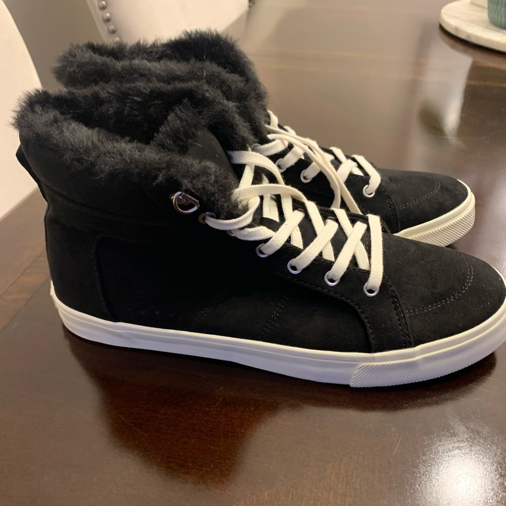 High top black sneakers